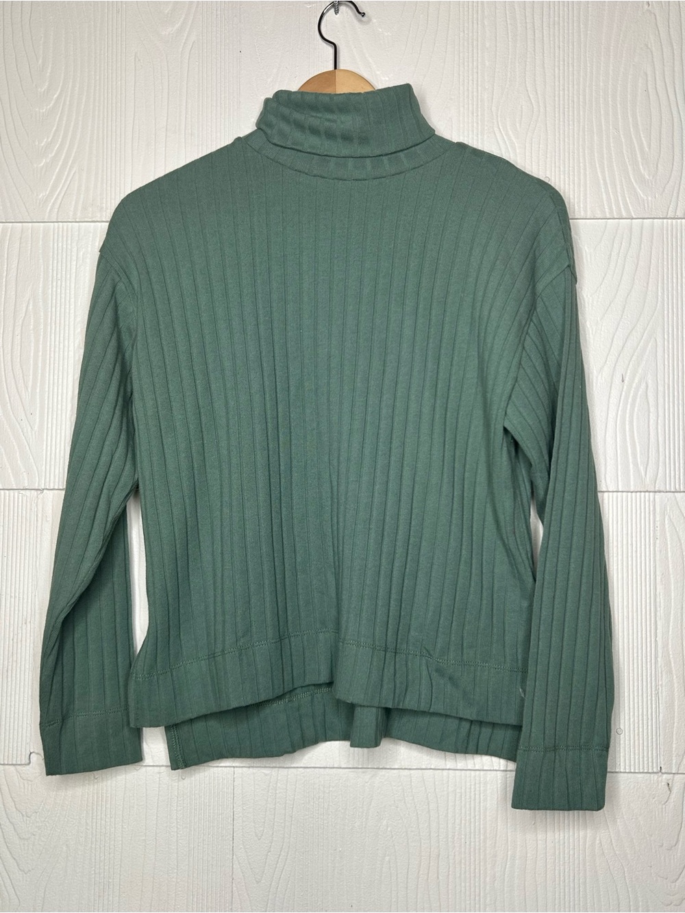 Madewell Ribbed Turtleneck Sweater in Sage Green